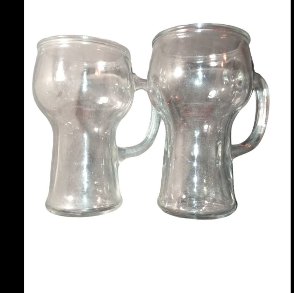 Vintage Set Of Two Pepsi Cola Clear Glass Mugs Set
